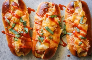 Cheese Kimchi Hot Dogs