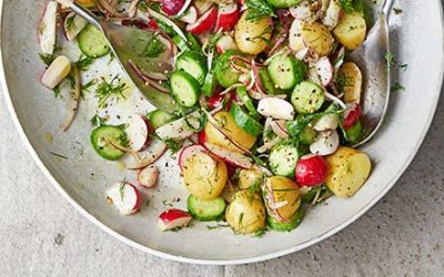 Summer allotment salad with English mustard dressing
