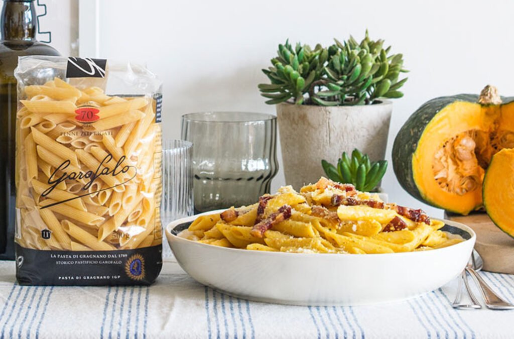 organic pasta with bacon