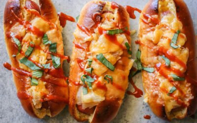 Cheese & kimchi hot dogs